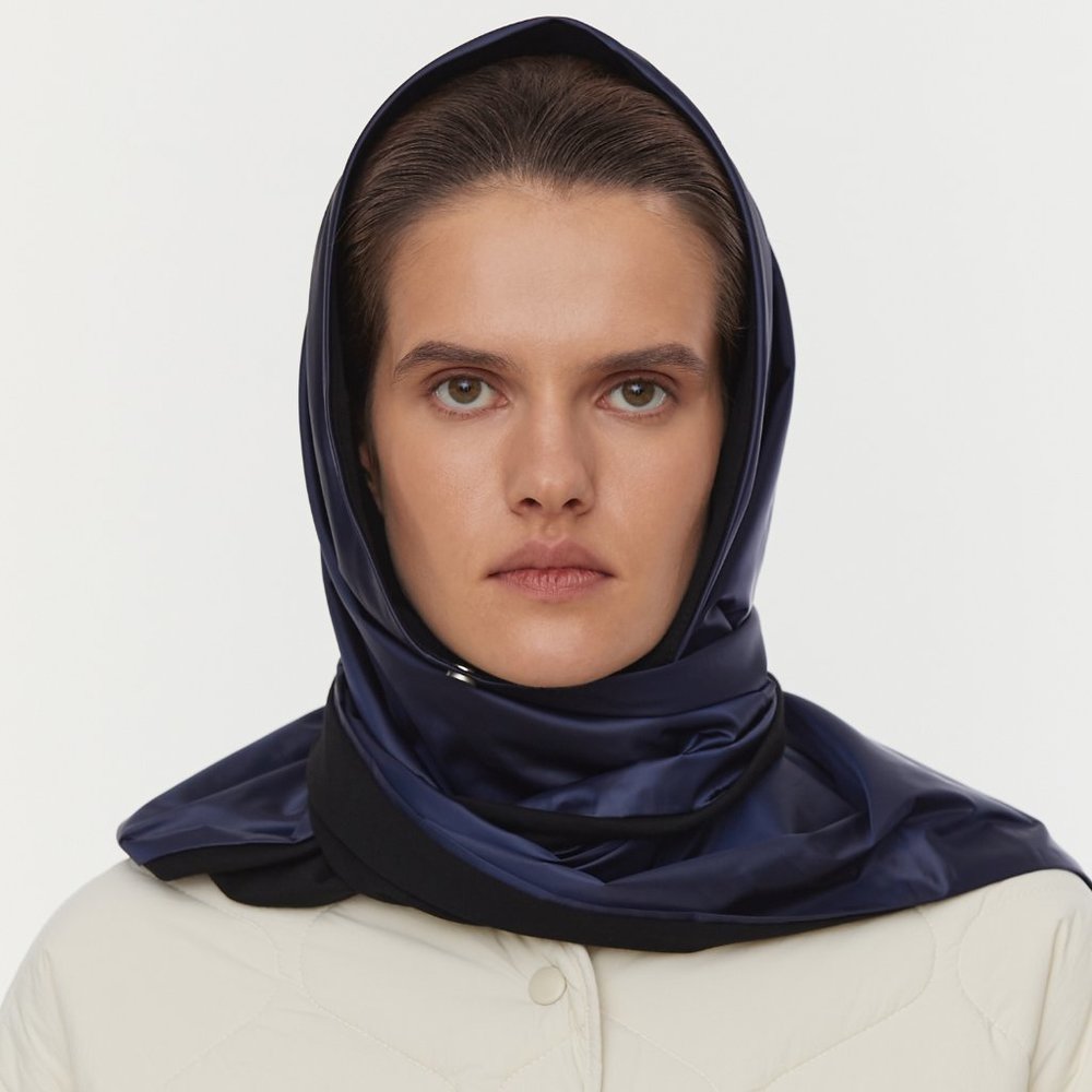 UNU Head Scarf Navy Waterproof Shawl NWT